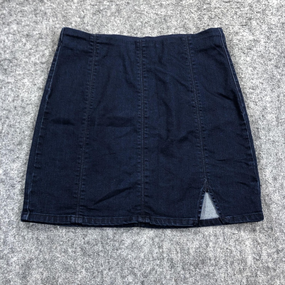 Free People Skirt Womens M Blue Denim Pencil Mini Pull On Stretch Casual